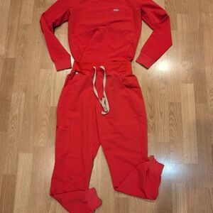 Figs Vibrant Red Technical Top